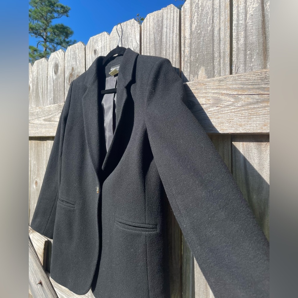 Benard Holtzman Harve Benard Ltd Wool Cashmere Blend Classic Black Blazer Size 8 - Picture 2 of 10